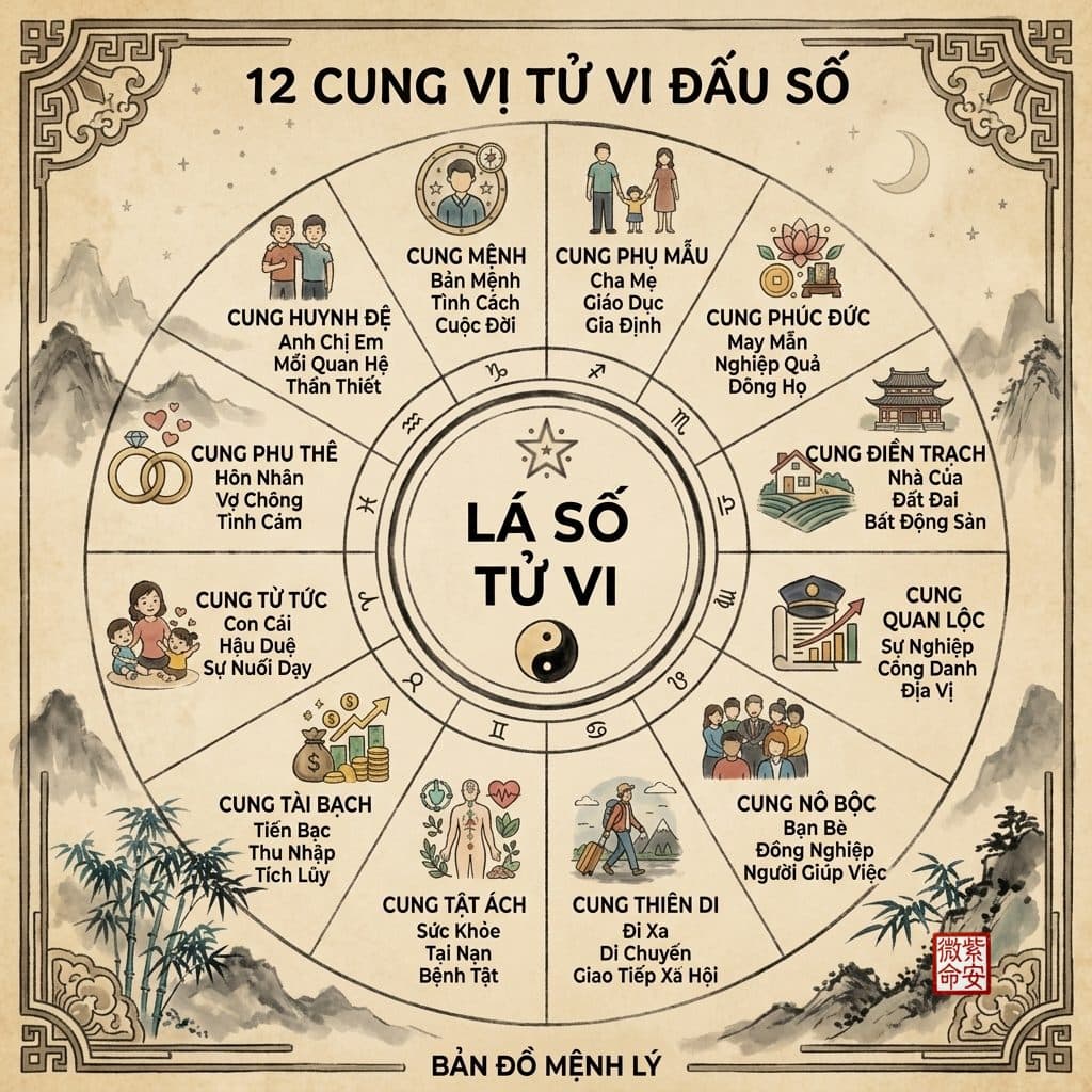 Ý nghĩa 12 cung theo từng nhóm đời sống – 12 cung trong lá số tử vi