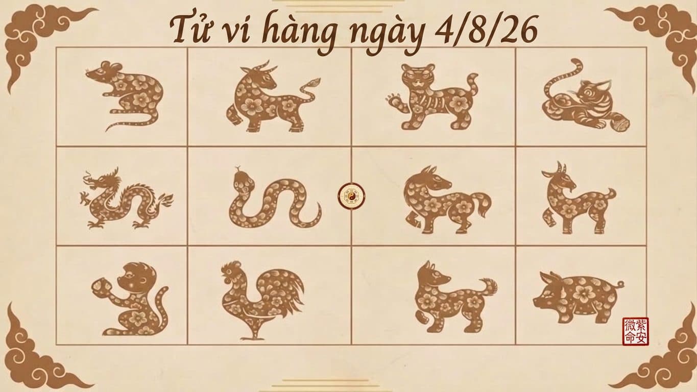 Tử vi thứ 3 ngày 4/8/2026 của 12 con giáp: Ngày Canh Tuất "Thổ Sinh Kim", Top 3 Con Giáp Bứt Phá Doanh Thu
